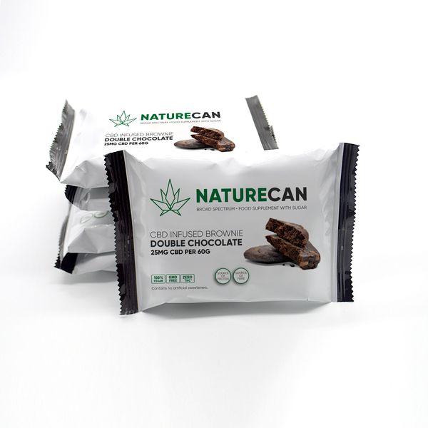 Four Double Chocolate CBD brownie in packets