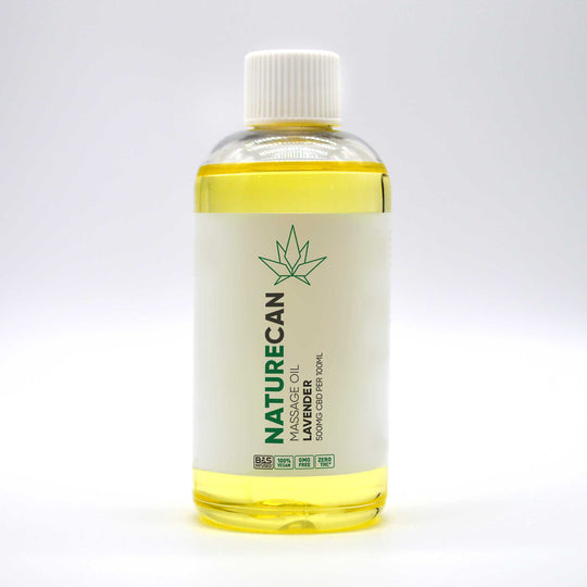 CBD massage oil bottle